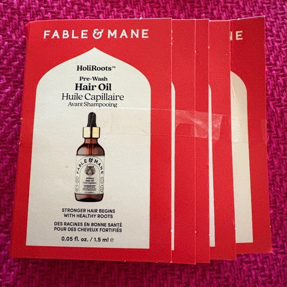 Fable & Mane HoliRoots Pre Wash Hair Oil Sample Pack 5 x 1.5 mL New